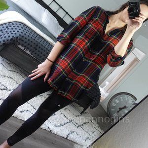 Red and Black Plaid Button Up- OLD NAVY